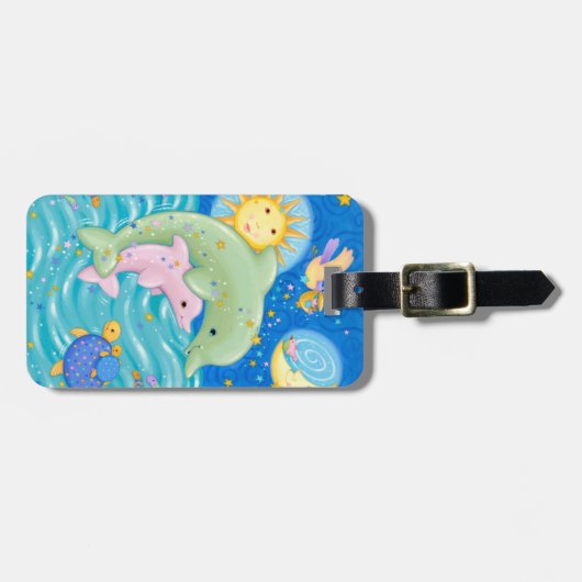 Dolphins Play Bagagelabel (Voorkant horizontaal)
