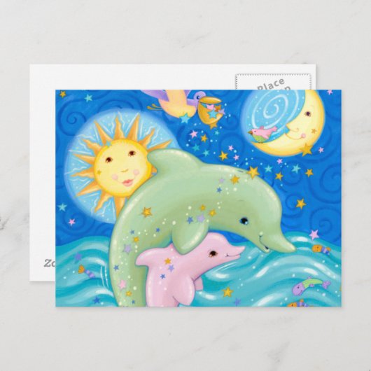 Dolphins Play Briefkaart (Voorkant / Achterkant)