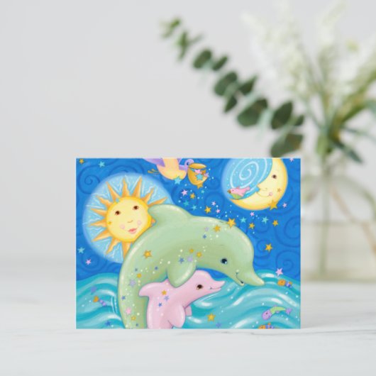 Dolphins Play Briefkaart (Staand voorkant)