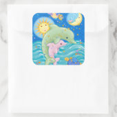 Dolphins Play Vierkante Sticker (Tas)