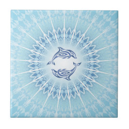 "Dolphins Radiance" | Blauwe Kustkust Mandala Tegeltje