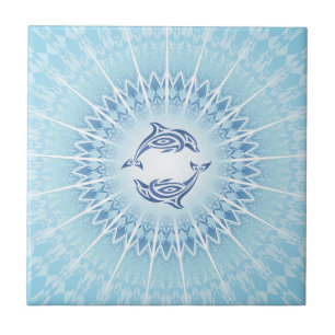 "Dolphins Radiance"   Blauwe Kustkust Mandala Tegeltje