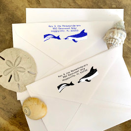 Dolphins Return Address Wooden Ink Stamp Rubberstempel