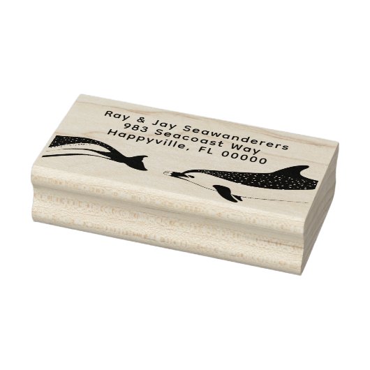 Dolphins Return Address Wooden Ink Stamp Rubberstempel (Stempel)