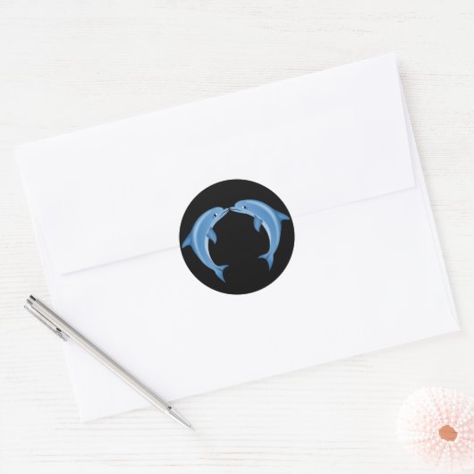 Dolphins Round Sticker (Envelop)