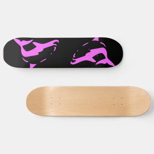 DOLPHINS Roze EN ZWART skateboard deck (Horizontaal)