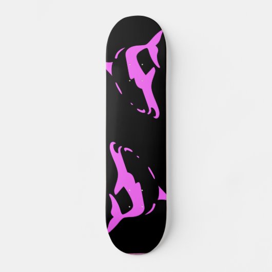 DOLPHINS Roze EN ZWART skateboard deck (Voorkant)