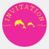 Dolphins Roze & Gele Uitnodiging Envelope Zegel (Voorkant)