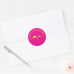 Dolphins Roze & Gele Uitnodiging Envelope Zegel
