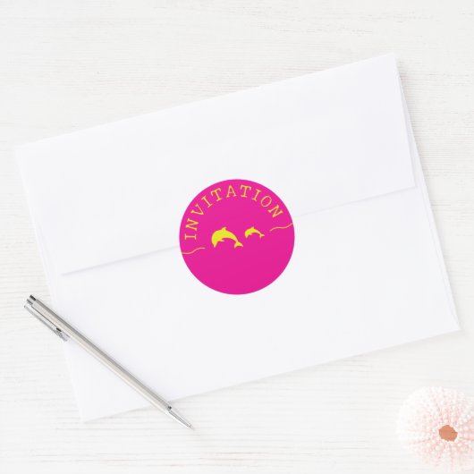 Dolphins Roze & Gele Uitnodiging Envelope Zegel (Envelop)