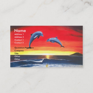 Dolphins Tropical Sunset Ocean Visitekaartje Art