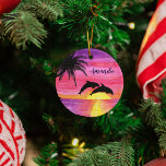 Dolphins Tropical Sunset Personalized Ornament<br><div class="desc">Herinner je het strand het hele jaar lang met dit schilderij van dolfijnen die genieten van een tropische zonsondergang. Personaliseer met een naam,  een datum of een bericht. Een prachtige kerstversiering voor strandliefhebbers.</div>