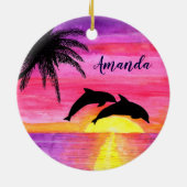 Dolphins Tropical Sunset Personalized Ornament (Achterkant)