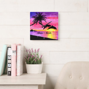 Dolphins Tropisch Paradise Persoonlijke wandklok