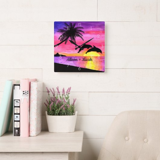 Dolphins Tropisch Paradise Persoonlijke wandklok (Leeskamer)