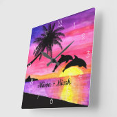 Dolphins Tropisch Paradise Persoonlijke wandklok (Hoek)