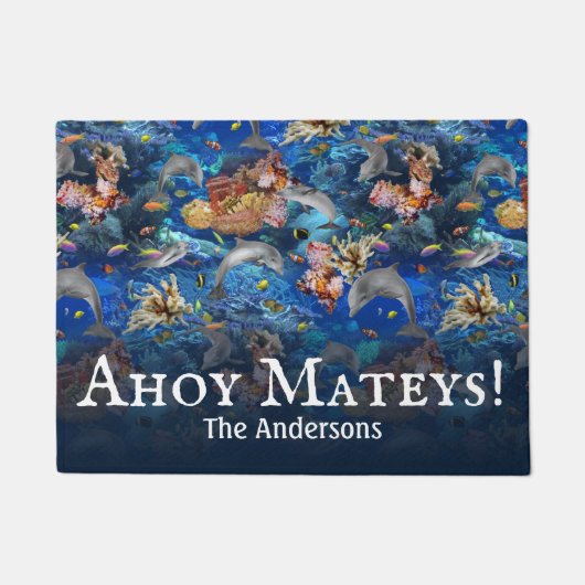 Dolphins Underwater Ahoy Matey Deurmat (Voorkant)