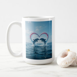 Dolphins Valentine Tropical Love Heart Ocean Koffiemok
