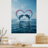 Dolphins Valentine Tropical Love Heart Ocean  Poster (Keuken)