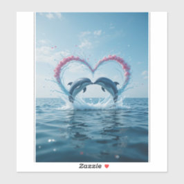 Dolphins Valentine Tropical Love Heart Ocean Sticker