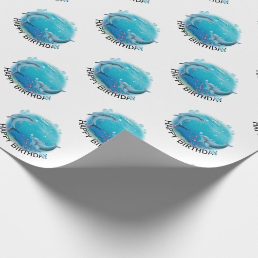 Dolphins World Birthday Cadeaupapier (Hoek)