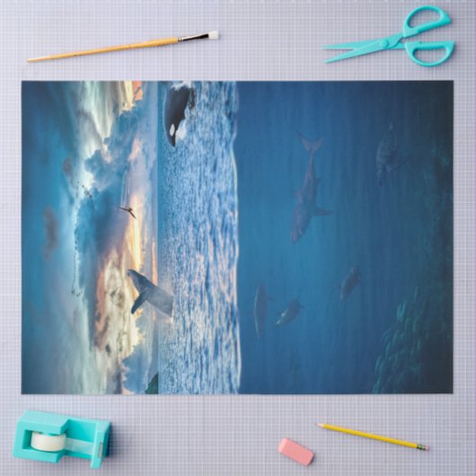 Dolphins Zee Ocean Decoupage Tissue Paper Tissuepapier (Craft)