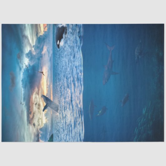 Dolphins Zee Ocean Decoupage Tissue Paper Tissuepapier (Voorkant)