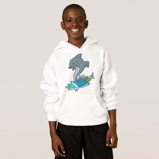 Dolpin als Surfer met Surfboard (Voorkant volledig)