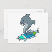 Dolpin als Surfer met Surfboard Briefkaart (Voorkant / Achterkant)