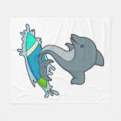 Dolpin als Surfer met Surfboard Fleece Deken (Voorkant (Horizontaal))