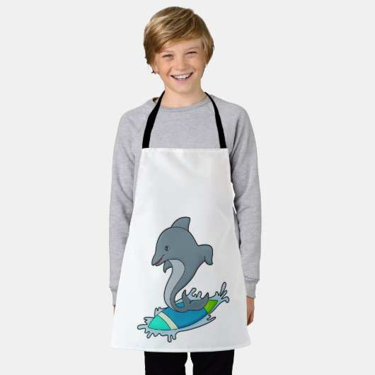 Dolpin als Surfer met Surfboard Schort (Gedragen)