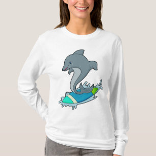 Dolpin als Surfer met Surfboard T-shirt