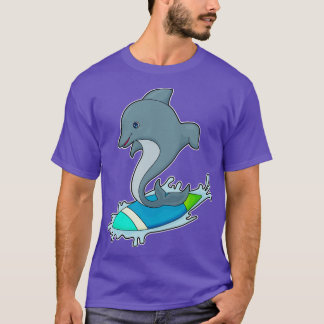 Dolpin als Surfer met Surfboard T-shirt