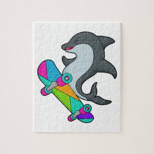 Dolpin as Skater with Skateboard Legpuzzel (Verticaal)