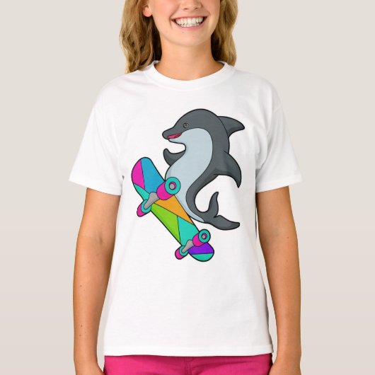 Dolpin as Skater with Skateboard T-shirt (Voorkant)