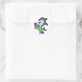 Dolpin as Skater with Skateboard Vierkante Sticker (Tas)