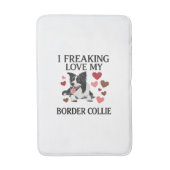 Dolverliefd op Border Collie Hond Harten_1 Badmat (Voorkant Verticaal)