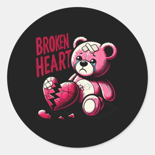 Dolverliefde Pijn Gebroken Hart Pijn Beer Valentij Ronde Sticker (Voorkant)