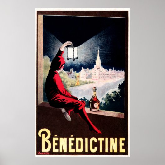 DOM BENEDICTINE French Herbal Liqueur Cappiello Poster (Voorkant)