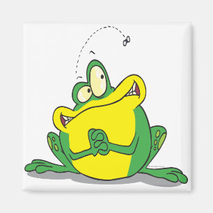 dom cute kikker geduld voor de vlieg magneet