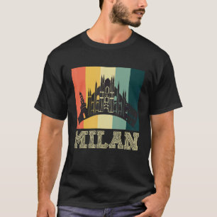 Dom de Milan van Italië in Milaan in retro skyline T-shirt