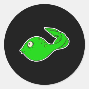 dom klein kikkervisje ronde sticker