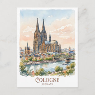 Dom van Keulen Duitsland Aquarel Stads Silhouet Briefkaart