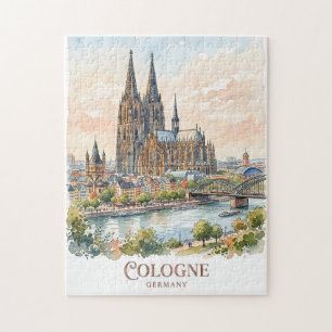 Dom van Keulen Duitsland Aquarel Stads Silhouet Legpuzzel