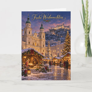 Dom van Salzburg en kerststal Prettig Kerstfeest Feestdagen Kaart
