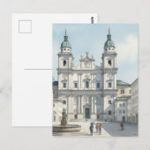 Dom van Salzburg & Plein Schets Briefkaart (Voorkant / Achterkant)