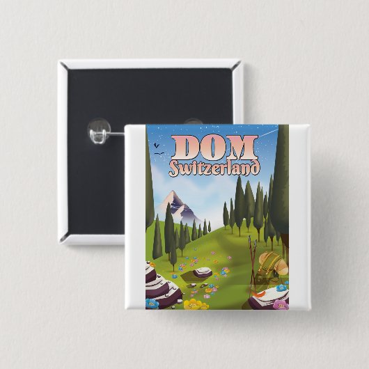 Dom Zwitserland reisposter Vierkante Button 5,1 Cm (Voorkant /achterkant)