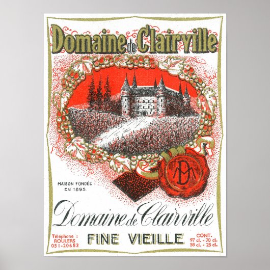 Domaine De Clairville Wine LabelEurope Poster (Voorkant)