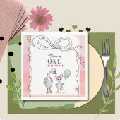 Dome Gans 1e Verjaardag Servetten | Waterverf Roze