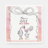 Dome Gans 1e Verjaardag Servetten | Waterverf Roze (Voorkant)
